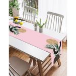 - SuetRunner-5308pembe-Gorsel2 - Realhomes  Realhomes Pembe Zemin Üzerinde Soyut Yaprak Çizimli Dekoratif Süet Runner Realhomes