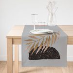 - SuetRunner-5316gri-Gorsel1 - Realhomes  Realhomes Gri Zeminde Soyut Çizim Ay ve Yaprak Motifli Modern Süet Runner Realhomes