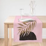 - SuetRunner-5316pembe-Gorsel1 - Realhomes  Realhomes Pembe Zeminde Soyut Çizim Ay ve Yaprak Motifli Modern Süet Runner Realhomes