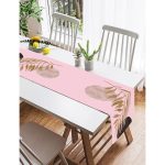 - SuetRunner-5316pembe-Gorsel2 - Realhomes  Realhomes Pembe Zeminde Soyut Çizim Ay ve Yaprak Motifli Modern Süet Runner Realhomes