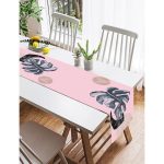 Realhomes Pembe Zeminde Tropik Yaprak Desen Baskılı Özel Tasarım Süet Runner Realhomes