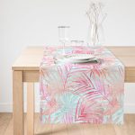 - SuetRunner-5321-Gorsel1 - Realhomes Realhomes Pembe Ve Mavi Yaprak Desenli Özel Tasarım Dekoratif Süet Runner Realhomes