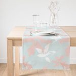 - SuetRunner-5338-Gorsel1 - Realhomes  Realhomes Renkli Zeminde Pembe Ve Beyaz Yaprak Motifli Dekoratif Süet Runner Realhomes