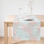 - SuetRunner-5365-Gorsel1 - Realhomes Realhomes Renkli Zemin Üzerinde Beyaz Ve Pembe Yaprak Motifli Süet Runner Realhomes