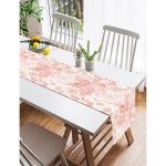 Realhomes Toz Pembe Çiçek Ve Yaprak Tasarım Dijital Baskılı Süet Runner Realhomes