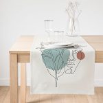 Realhomes Portre Çizim Üzerinde Yaprak Desenli Dekoratif Süet Runner Realhomes