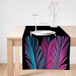 - SuetRunner-5521-Gorsel1 - Realhomes  Realhomes Siyah Zeminli Tropik Yapraklı Özel Tasarım Dekoratif Süet Runner Realhomes