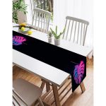 Realhomes Siyah Zeminli Tropik Yapraklı Modern Süet Runner Realhomes