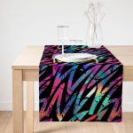 - SuetRunner-5525-Gorsel1 - Realhomes  Realhomes Siyah Zemin Üzerinde Neon Zigzag Desenli Dekoratif Süet Runner Realhomes