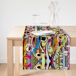 Realhomes Rengarenk Ogea Motifli Özel Tasarımlı Süet Runner Realhomes