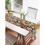 Realhomes Rengarenk Ogea Motifli Özel Tasarımlı Süet Runner Realhomes