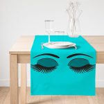 Realhomes Turkuaz Zeminde Kirpik Motifli Özel Tasarım Modern Süet Runner Realhomes