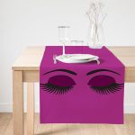 Realhomes Mor Zeminde Kirpik Motifli Özel Tasarım Modern Süet Runner Realhomes