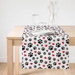 Realhomes Köpek Ayak İzi Desenli Özel Tasarım Dekoratif Süet Runner Realhomes