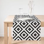 - SuetRunner-602-2-Gorsel1 - Realhomes  Realhomes Beyaz Zeminde Siyah Mozaik Kareli Dekoratif Süet Runner Realhomes