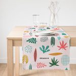 Realhomes Renkli Amazon Yapraklı Motifler Dijital Baskılı Özel Tasarım Süet Runner Realhomes