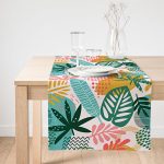 - SuetRunner-7024-Gorsel1 - Realhomes  Realhomes Soyut Renkli Yaprak Motifli Dijital Baskılı Özel Tasarım Süet Runner Realhomes