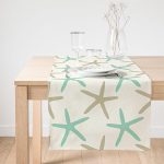 Realhomes Vizon Zeminde Deniz Yıldızı Motifli Dijital Baskılı Özel Tasarım Süet Runner Realhomes