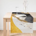 Realhomes Renkli Zeminde Leylek Desenli Dijital Baskılı Özel Tasarım Süet Runner Realhomes