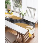 Realhomes Renkli Zeminde Leylek Desenli Dijital Baskılı Özel Tasarım Süet Runner Realhomes