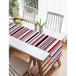 Realhomes Beyaz Zemınde Renkli Cizgi Detaylı Dijital Baskılı Özel Tasarım Süet Runner Realhomes