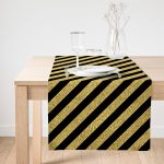 Realhomes Sıyah Zeminde Happy Birthday Gold Yazılı  Dijital Baskılı Özel Tasarım Süet Runner Realhomes