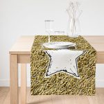 - SuetRunner-7130-Gorsel1 - Realhomes Realhomes Gold Zeminli Beyaz Yıldız Desenli Dijital Baskılı Özel Tasarım Süet Runner Realhomes