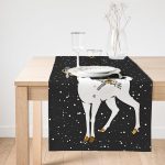 - SuetRunner-7146-Gorsel1 - Realhomes Realhomes Siyah Zeminnde Geyik Desenli Dijital Baskılı Özel Tasarım Süet Runner Realhomes