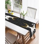 - SuetRunner-7146-Gorsel2 - Realhomes Realhomes Siyah Zeminnde Geyik Desenli Dijital Baskılı Özel Tasarım Süet Runner Realhomes