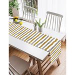 - SuetRunner-7155-Gorsel2 - Realhomes  Realhomes Beyaz Zeminde Gold Ve Siyah Çizgili Dijital Baskılı Özel Tasarım Süet Runner Realhomes