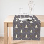 - SuetRunner-7178-Gorsel1 - Realhomes  Realhomes Gri Zeminde Gold Puantiyeli Çam Ağacı Desenli Dijital Baskılı Özel Tasarım Süet Runner Realhomes