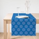 Realhomes Mavi Zeminli Kartanesi Desenli Dijital Baskılı Özel Tasarım Süet Runner Realhomes