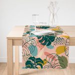 - SuetRunner-7249-Gorsel1 - Realhomes Realhomes Pudra Zemin Üzerinde Onedraw Çizimli Yaprak Desenli Dijital Baskılı Özel Tasarım Süet Runner Realhomes