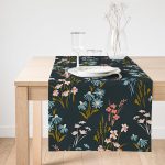 - SuetRunner-7252-Gorsel1 - Realhomes Realhomes Siyah Zemin Üzerinde Rengarenk Çiçek Desenli Dijital Baskılı Özel Tasarım Süet Runner Realhomes