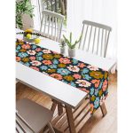 Realhomes Siyah Zemin Üzerinde Rengarenk Çiçek Desenli Dijital Baskılı Özel Tasarım Süet Runner Realhomes