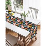 Realhomes Siyah Zemin Üzerinde Rengarenk Çiçek Desenli Dijital Baskılı Özel Tasarım Süet Runner Realhomes