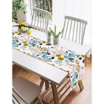 Realhomes Beyaz Zeminde Rengarenk Çiçek Desenli   Dijital Baskılı Özel Tasarım Süet Runner Realhomes