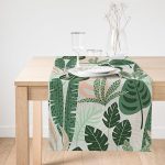 - SuetRunner-7270-Gorsel1 - Realhomes  Realhomes Soft Renkli Zemin Üzerinde Koyu Renkli Yaprak Desenli Dijital Baskılı Özel Tasarım Süet Runner Realhomes