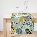 - SuetRunner-7287-Gorsel1 - Realhomes  Realhomes Beyaz Zemin Üzerinde Yaprak Desenli Dijital Baskılı Özel Tasarım Süet Runner Realhomes