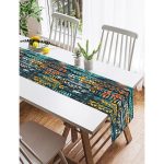 Realhomes Siyah Zemin Üzerinde Yaprak Desenli Dijital Baskılı Özel Tasarım Süet Runner Realhomes