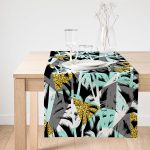 Realhomes Beyaz Zemin Üzerinde Renkli Palmiye Desenli Dijital Baskılı Özel Tasarım Süet Runner Realhomes