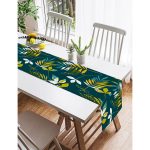 Realhomes Renkli Zemin Üzerinde Yaprak Motifli Dijital Baskılı Özel Tasarım Süet Runner Realhomes