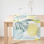 Realhomes Beyaz Zemin Üzerinde Soft Renkli Yaprak Motifli Dijital Baskılı Özel Tasarım Süet Runner Realhomes