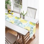 Realhomes Beyaz Zemin Üzerinde Soft Renkli Yaprak Motifli Dijital Baskılı Özel Tasarım Süet Runner Realhomes