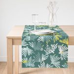 - SuetRunner-7325-Gorsel1 - Realhomes  Realhomes Renkli Zemin Üzerinde Onedraw Çizimli Yaprak Motifli Dijital Baskılı Özel Tasarım Süet Runner Realhomes