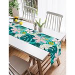 Realhomes Renkli Zemin Üzerinde Yaprak Motifli Dijital Baskılı Özel Tasarım Süet Runner Realhomes