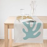 Realhomes Renkli Zemin Üzerinde Onedraw Çizimli Yaprak Motifli Dijital Baskılı Özel Tasarım Süet Runner Realhomes