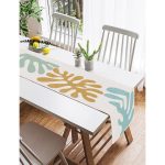 Realhomes Renkli Zemin Üzerinde Onedraw Çizimli Yaprak Motifli Dijital Baskılı Özel Tasarım Süet Runner Realhomes