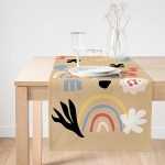 Realhomes Hardal Zeminli Rengarenk Çiçek Desenli Dijital Baskılı Özel Tasarım Süet Runner Realhomes