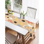 Realhomes Hardal Zeminli Rengarenk Çiçek Desenli Dijital Baskılı Özel Tasarım Süet Runner Realhomes